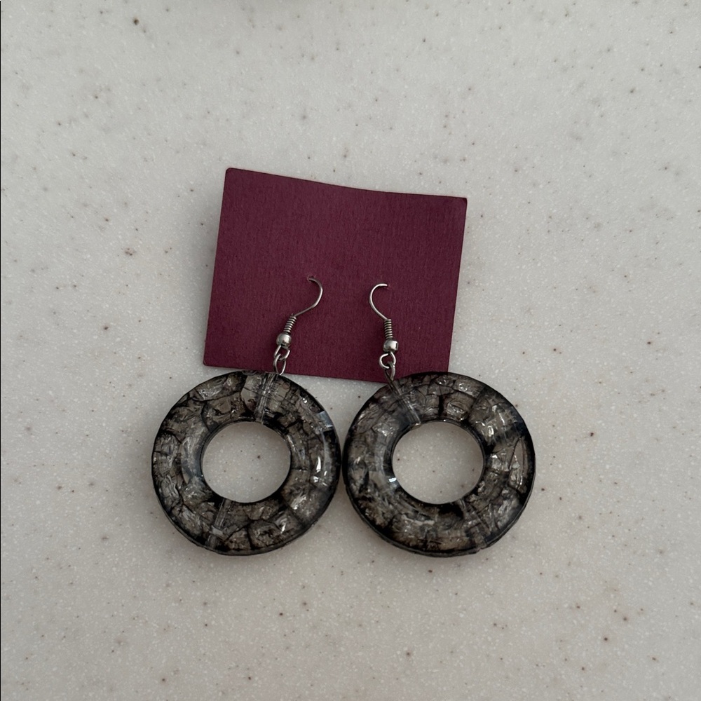 Elegant Black and Silver Hoop Earrings